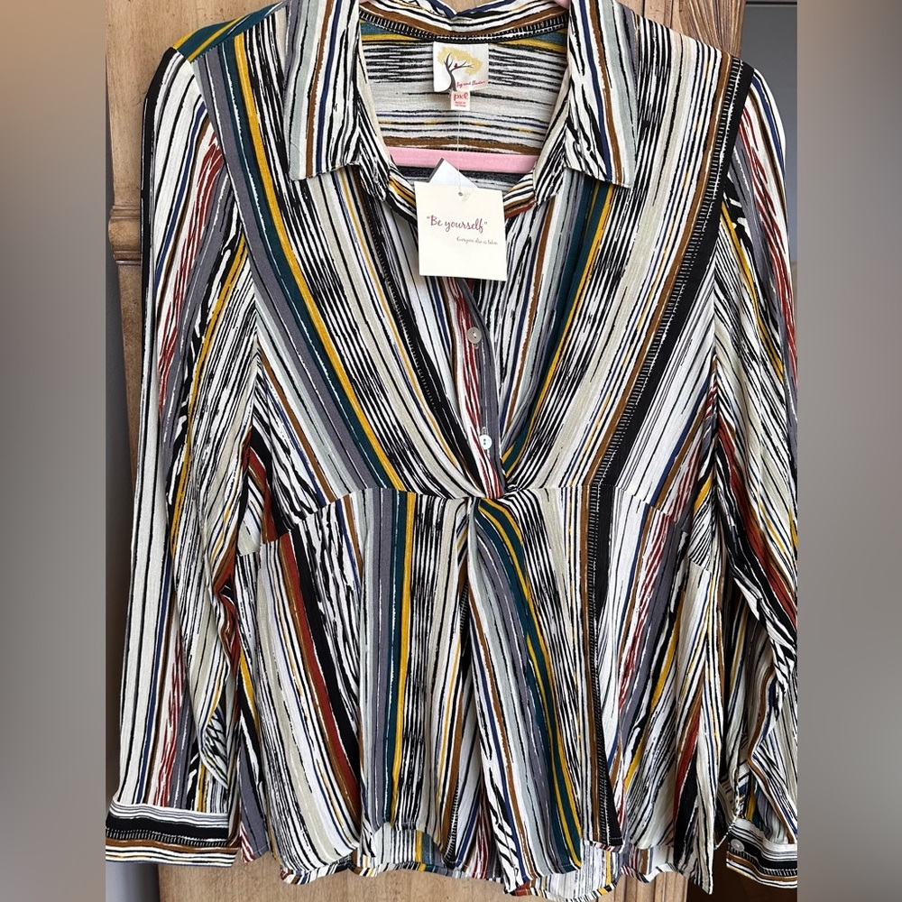 Multicolor striped women blouse